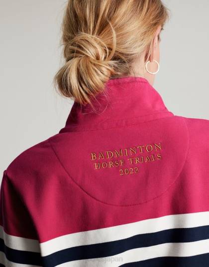 衣服 jp Joules 女性 バドミントン ソーントン ファネルネック スウェットシャツ ピンクネイビーストライプ 46RH28