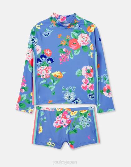 衣服 jp Joules 女の子 ビーチサイドラッシュベストとトランクセット 青い花柄 46RH291