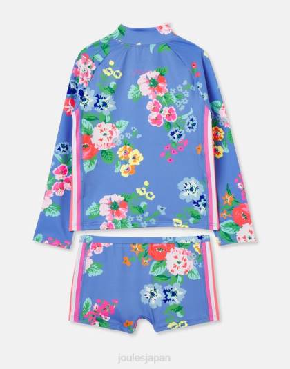 衣服 jp Joules 女の子 ビーチサイドラッシュベストとトランクセット 青い花柄 46RH291