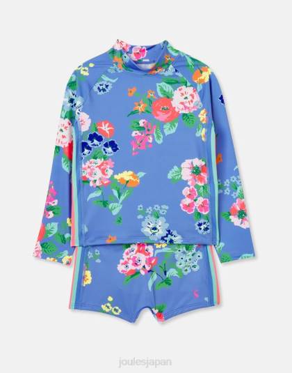 衣服 jp Joules 女の子 ビーチサイドラッシュベストとトランクセット 青い花柄 46RH291