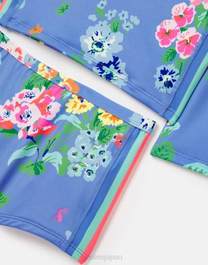 衣服 jp Joules 女の子 ビーチサイドラッシュベストとトランクセット 青い花柄 46RH291