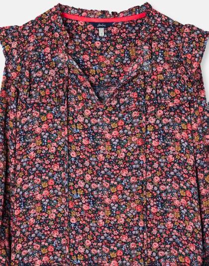 衣服 jp Joules 女性 ルビーキーホールフリルティアードチュニック ネイビーポージー 46RH30
