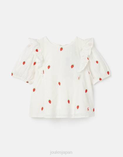 衣服 jp Joules 女の子 ローレンウーブンフリルシェルトップ イチゴスポット 46RH318