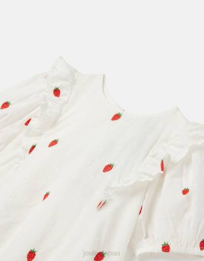 衣服 jp Joules 女の子 ローレンウーブンフリルシェルトップ イチゴスポット 46RH318