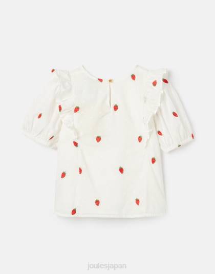 衣服 jp Joules 女の子 ローレンウーブンフリルシェルトップ イチゴスポット 46RH318