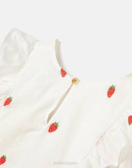 衣服 jp Joules 女の子 ローレンウーブンフリルシェルトップ イチゴスポット 46RH318