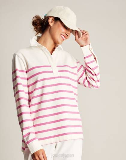 衣服 jp Joules 女性 オッティリーデッキシャツ ピンクのストライプ 46RH31