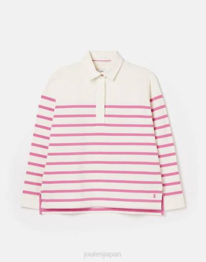 衣服 jp Joules 女性 オッティリーデッキシャツ ピンクのストライプ 46RH31