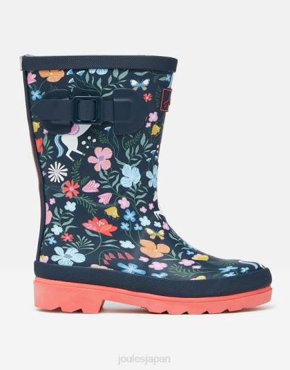 履物 jp Joules 女の子 プリントレインブーツ 騎馬海軍 46RH330