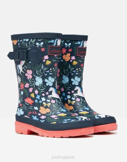履物 jp Joules 女の子 プリントレインブーツ 騎馬海軍 46RH330