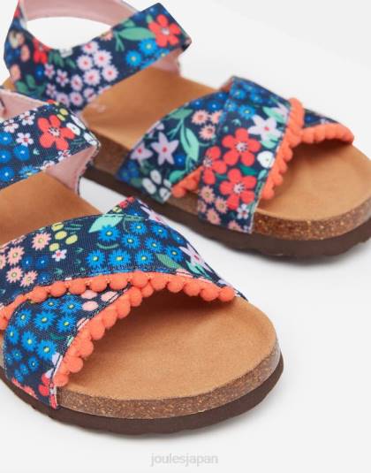 履物 jp Joules 女の子 テッシー マルチストラップ ベルクロ サンダル 青い宝石 46RH332