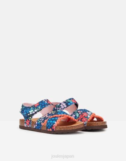 履物 jp Joules 女の子 テッシー マルチストラップ ベルクロ サンダル 青い宝石 46RH332