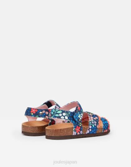 履物 jp Joules 女の子 テッシー マルチストラップ ベルクロ サンダル 青い宝石 46RH332
