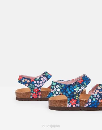 履物 jp Joules 女の子 テッシー マルチストラップ ベルクロ サンダル 青い宝石 46RH332