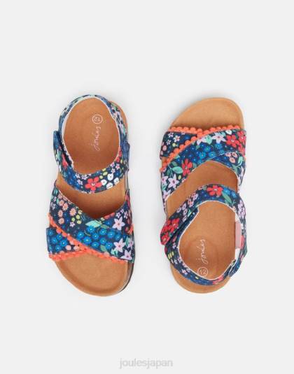 履物 jp Joules 女の子 テッシー マルチストラップ ベルクロ サンダル 青い宝石 46RH332