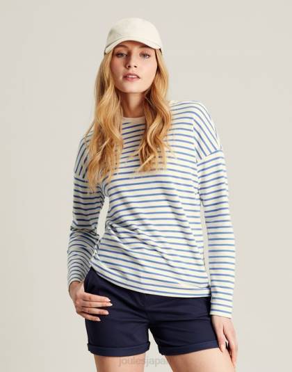衣服 jp Joules 女性 エスタードロップショルダー長袖トップ ブルーストライプ 46RH34
