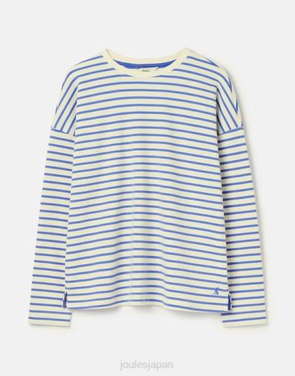 衣服 jp Joules 女性 エスタードロップショルダー長袖トップ ブルーストライプ 46RH34