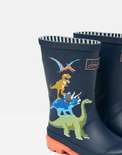 履物 jp Joules 男の子たち プリント長靴 恐竜フランス海軍 46RH388