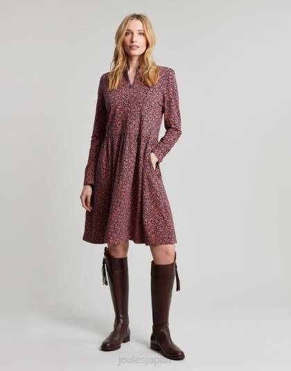 衣服 jp Joules 女性 オーロラ ジップダウン ジャージードレス バラ 46RH38
