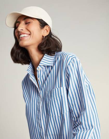 衣服 jp Joules 女性 アミラ ドロップショルダーシャツ ブルーストライプ 46RH3