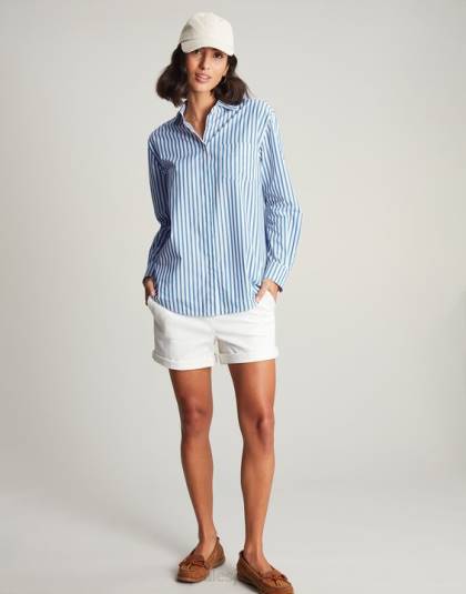 衣服 jp Joules 女性 アミラ ドロップショルダーシャツ ブルーストライプ 46RH3