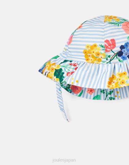 アクセサリー jp Joules 赤ちゃん ブリットプリントサンハット ブルーストライプの花柄 46RH409