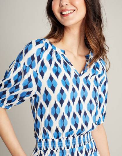 衣服 jp Joules 女性 ロシェルドレス 青いイカット 46RH48