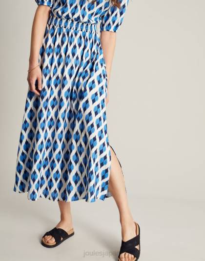 衣服 jp Joules 女性 ロシェルドレス 青いイカット 46RH48