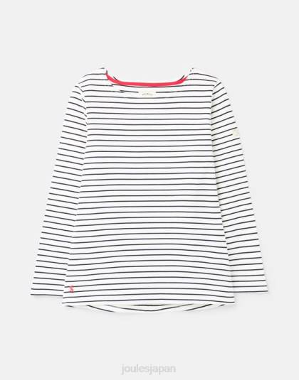 衣服 jp Joules 女性 ハーバー長袖ジャージトップ クリームネイビーストライプ 46RH53