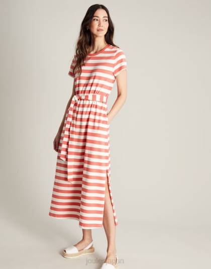 衣服 jp Joules 女性 パロマジャージーロングドレス ピンクのストライプ 46RH55