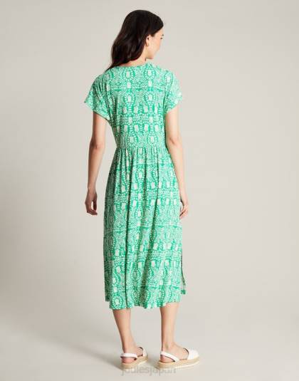衣服 jp Joules 女性 ニアジャージドレス 緑の花 46RH56
