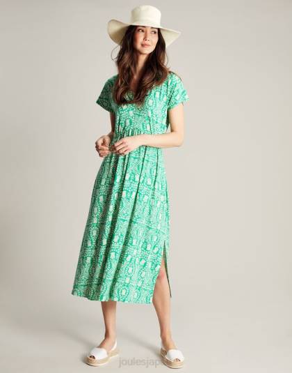 衣服 jp Joules 女性 ニアジャージドレス 緑の花 46RH56