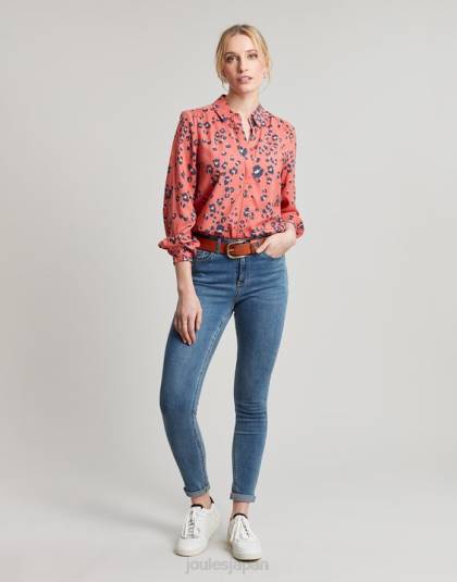 衣服 jp Joules 女性 カリーナ コンシールドプラケットシャツ 赤いヒョウ 46RH59