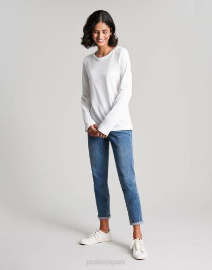 衣服 jp Joules 女性 ホリークルー長袖トップ 白 46RH62
