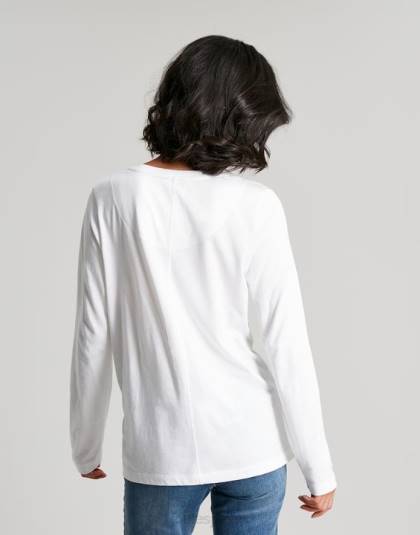 衣服 jp Joules 女性 ホリークルー長袖トップ 白 46RH62