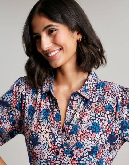 衣服 jp Joules 女性 ノバジャージー ミディシャツドレス ネイビーの頭がおかしい 46RH64