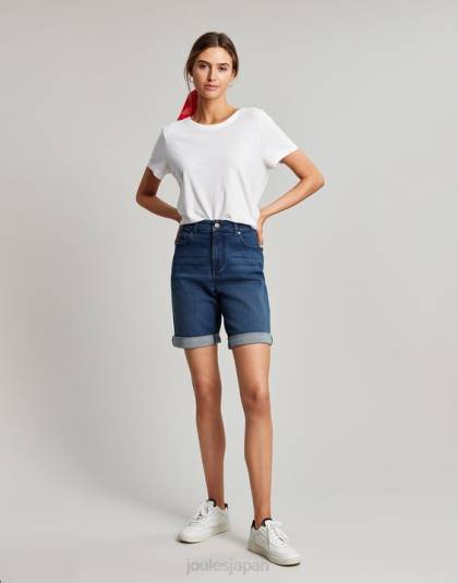 衣服 jp Joules 女性 シャーリーロングデニムショートパンツ ミッドインディゴ 46RH73