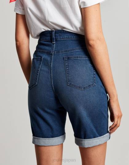 衣服 jp Joules 女性 シャーリーロングデニムショートパンツ ミッドインディゴ 46RH73