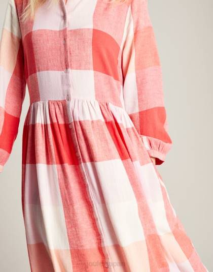 衣服 jp Joules 女性 フェイ リラックスフィット シャツドレス ピンクチェック 46RH7