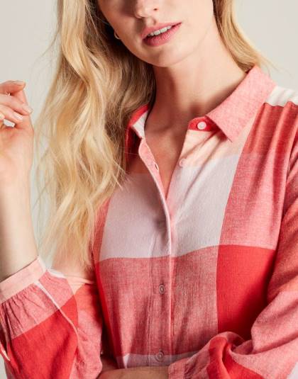 衣服 jp Joules 女性 フェイ リラックスフィット シャツドレス ピンクチェック 46RH7