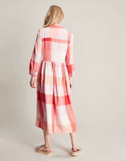 衣服 jp Joules 女性 フェイ リラックスフィット シャツドレス ピンクチェック 46RH7
