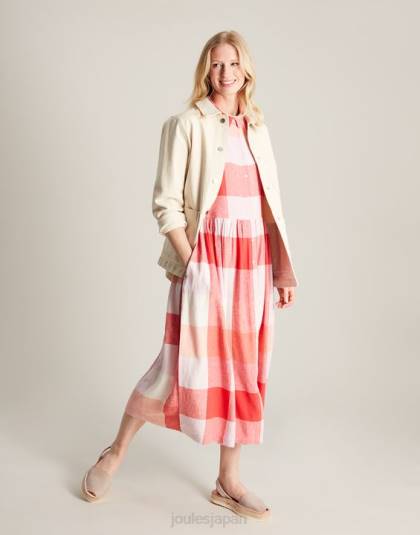 衣服 jp Joules 女性 フェイ リラックスフィット シャツドレス ピンクチェック 46RH7