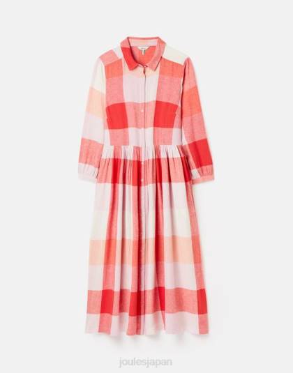 衣服 jp Joules 女性 フェイ リラックスフィット シャツドレス ピンクチェック 46RH7