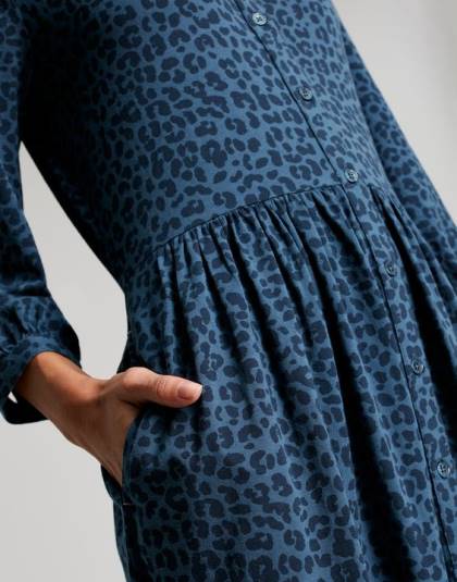衣服 jp Joules 女性 ノバジャージー ミディシャツドレス 青いヒョウ 46RH94