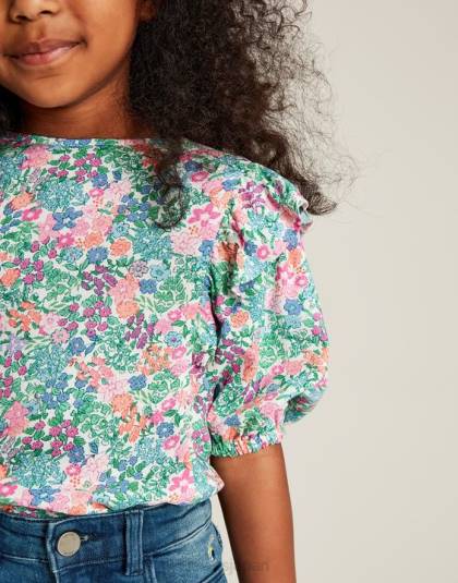 衣服 jp Joules 女の子 ローレン ウーブン フリル トップ 5-12 歳 マルチディッシー 46RH257