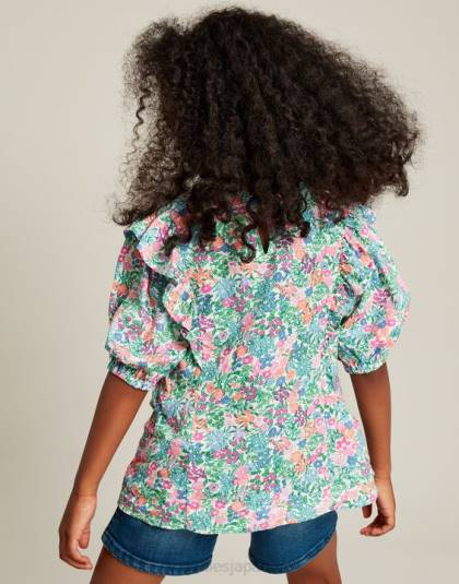 衣服 jp Joules 女の子 ローレン ウーブン フリル トップ 5-12 歳 マルチディッシー 46RH257