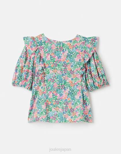 衣服 jp Joules 女の子 ローレン ウーブン フリル トップ 5-12 歳 マルチディッシー 46RH257