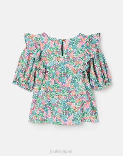 衣服 jp Joules 女の子 ローレン ウーブン フリル トップ 5-12 歳 マルチディッシー 46RH257