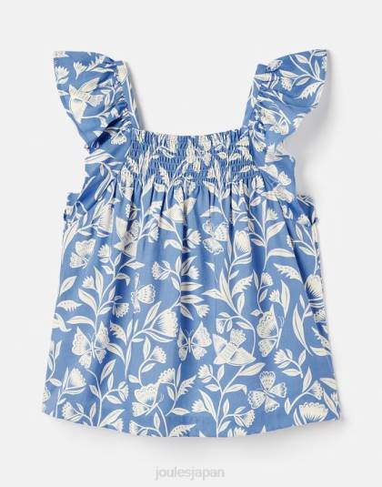 衣服 jp Joules 女の子 ニコラ シャーリング トップ 5-12 年 バタフライブルー 46RH271