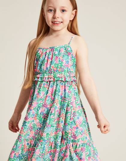 衣服 jp Joules 女の子 テアドラ シャーリングエンパイアティアードドレス 5～12歳 マルチディッシー 46RH293